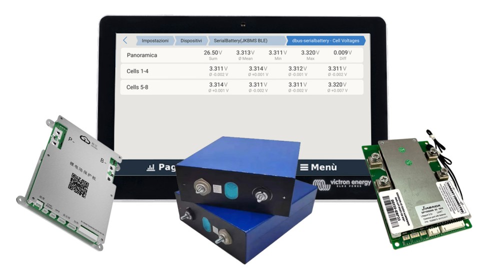 Come controllare lo stato della batteria al litio e monitorare le celle LiFePO4 tramite BMS da Victron Energy Venus OS