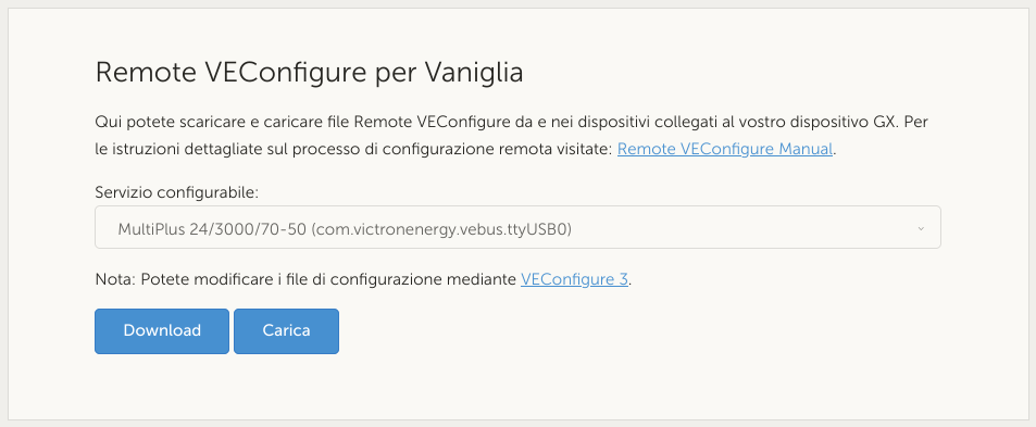 Remote veconfigure